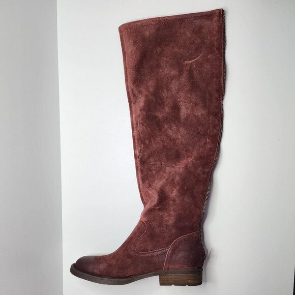 BORN Women's Borman Brick Red Suede Boots Size 6 NEW | Over the Knee, Fold Over - Picture 7 of 9